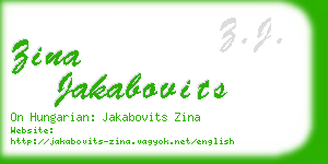 zina jakabovits business card